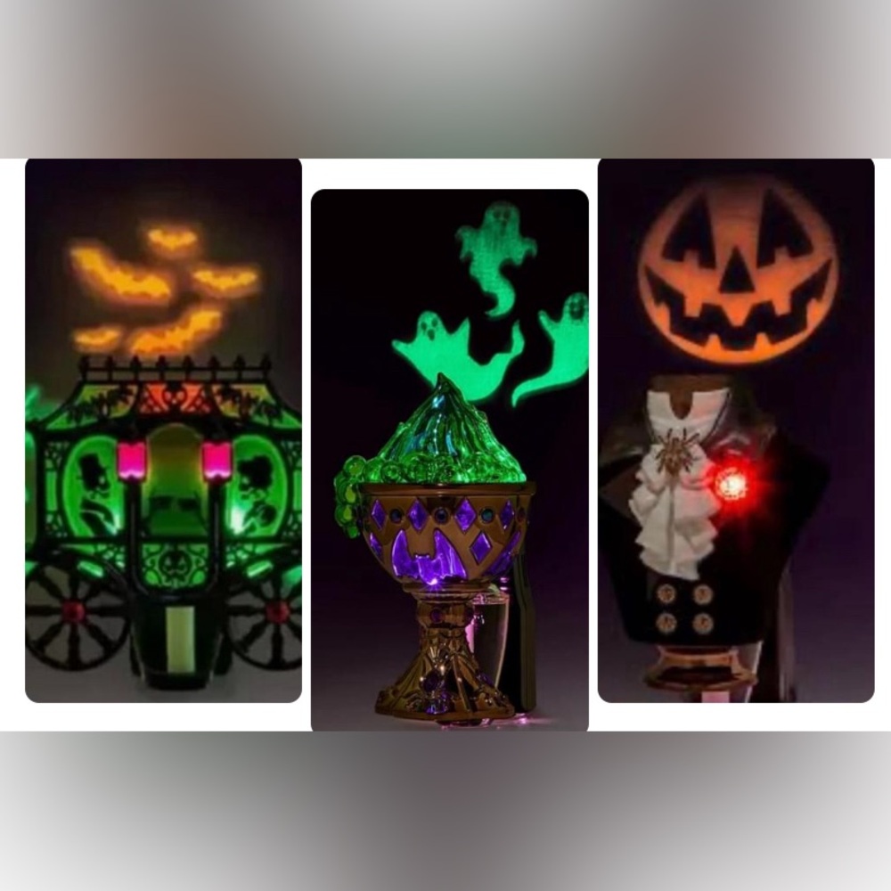 3 bath & body works Halloween wallflower plug ins - carriage, goblet, bust